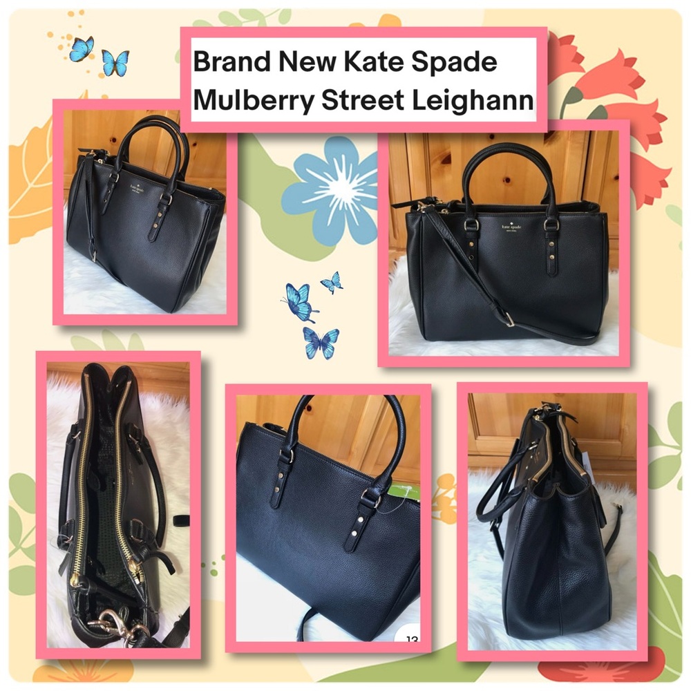 Kate Spade “Mulberry Street Leighann” Black Leather Handbag